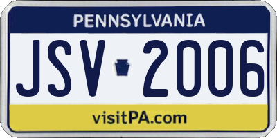 PA license plate JSV2006