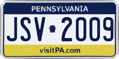 PA license plate JSV2009