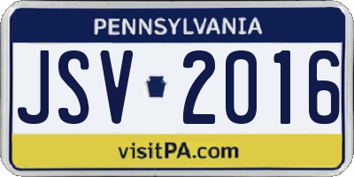 PA license plate JSV2016