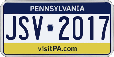 PA license plate JSV2017