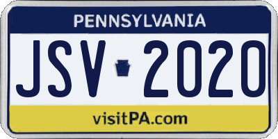 PA license plate JSV2020