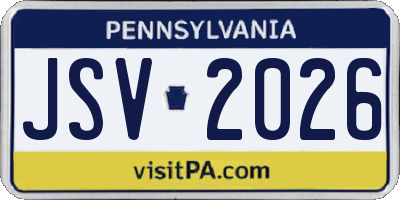 PA license plate JSV2026