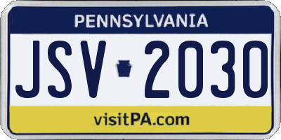 PA license plate JSV2030