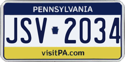 PA license plate JSV2034