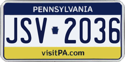 PA license plate JSV2036