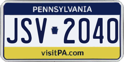 PA license plate JSV2040