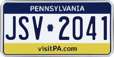 PA license plate JSV2041