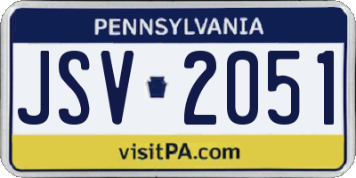 PA license plate JSV2051