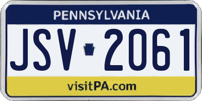 PA license plate JSV2061