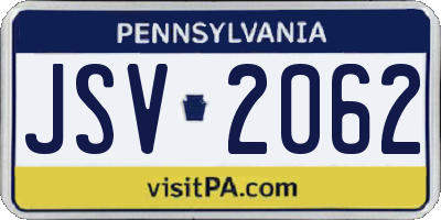 PA license plate JSV2062