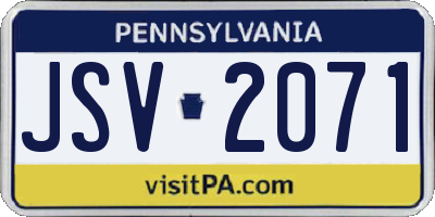 PA license plate JSV2071