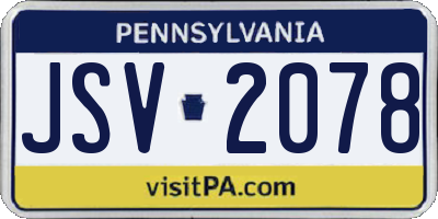 PA license plate JSV2078