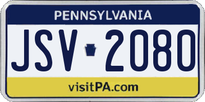 PA license plate JSV2080