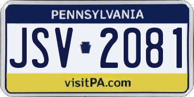 PA license plate JSV2081