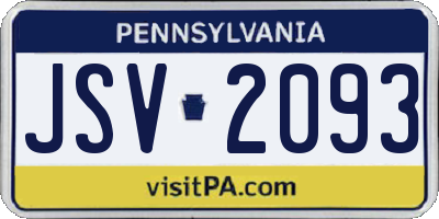 PA license plate JSV2093