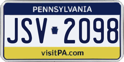PA license plate JSV2098