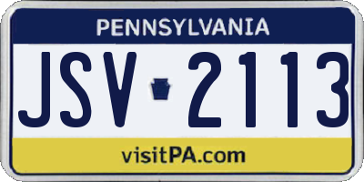 PA license plate JSV2113