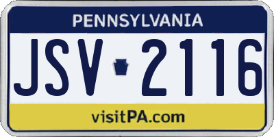 PA license plate JSV2116