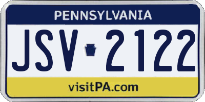 PA license plate JSV2122