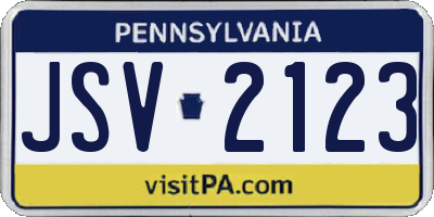 PA license plate JSV2123