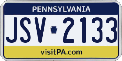 PA license plate JSV2133
