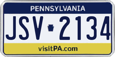PA license plate JSV2134