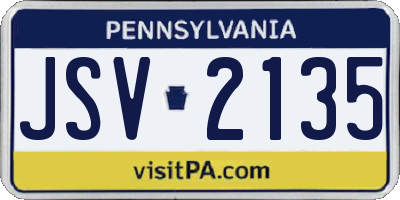 PA license plate JSV2135