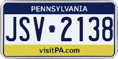 PA license plate JSV2138