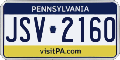 PA license plate JSV2160