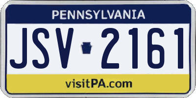 PA license plate JSV2161
