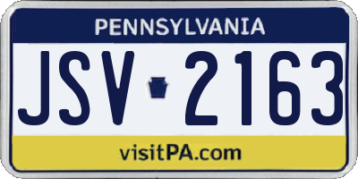 PA license plate JSV2163