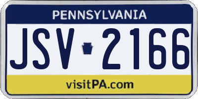 PA license plate JSV2166