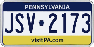 PA license plate JSV2173