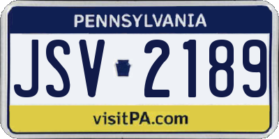 PA license plate JSV2189