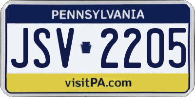 PA license plate JSV2205