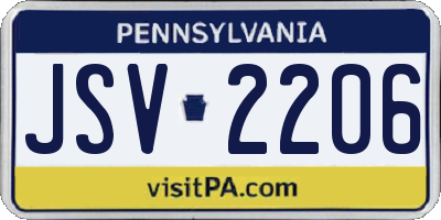 PA license plate JSV2206