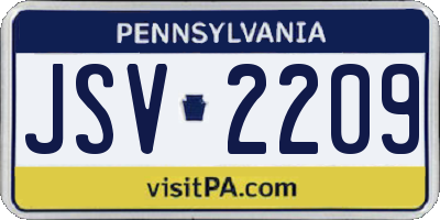 PA license plate JSV2209