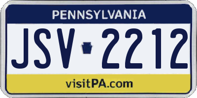 PA license plate JSV2212