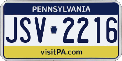 PA license plate JSV2216