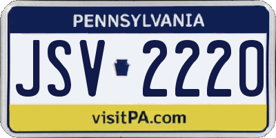 PA license plate JSV2220