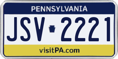 PA license plate JSV2221