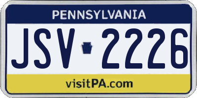 PA license plate JSV2226