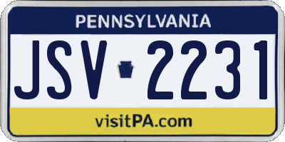 PA license plate JSV2231
