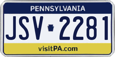 PA license plate JSV2281
