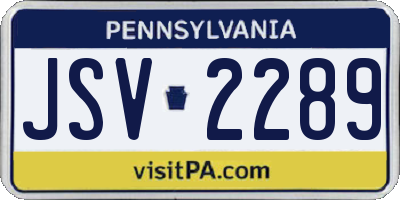 PA license plate JSV2289