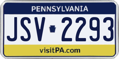 PA license plate JSV2293