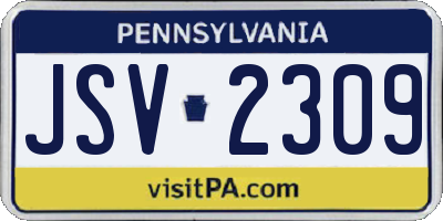 PA license plate JSV2309