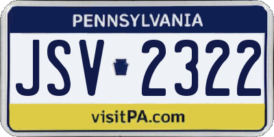 PA license plate JSV2322