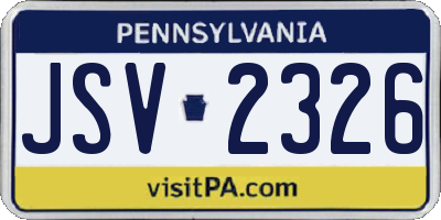 PA license plate JSV2326