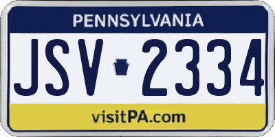 PA license plate JSV2334